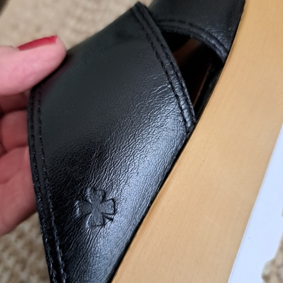 Lucky Brand Black Vebony leather, padded insole platform Sandals size 7, 37 1/2 - Picture 6 of 10